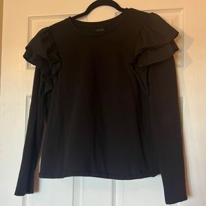 Who What Wear Black Puff sleeve top